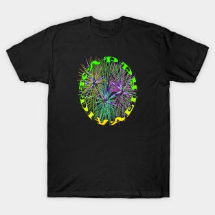 Happy Diwali Light Up The World With Fireworks Green and Yellow T-Shirt